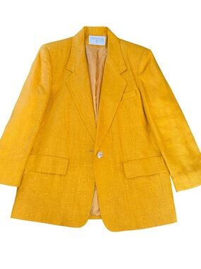 Vintage Yellow Linen Blazer Jacket